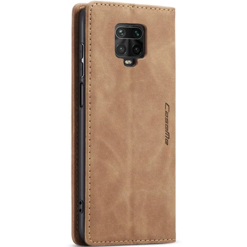 Кожаный чехол-книжка CaseMe Velvet Nubuck для Xiaomi Redmi Note 9s / Note 9 Pro / Note 9 Pro Max – Brown. Фото 4 из 5