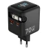 МЗП Amaya E700D PD70W+QC3.0 GaN (1USB-A/1C) + Retractable Cable Type-C – Black. Фото 1 з 2