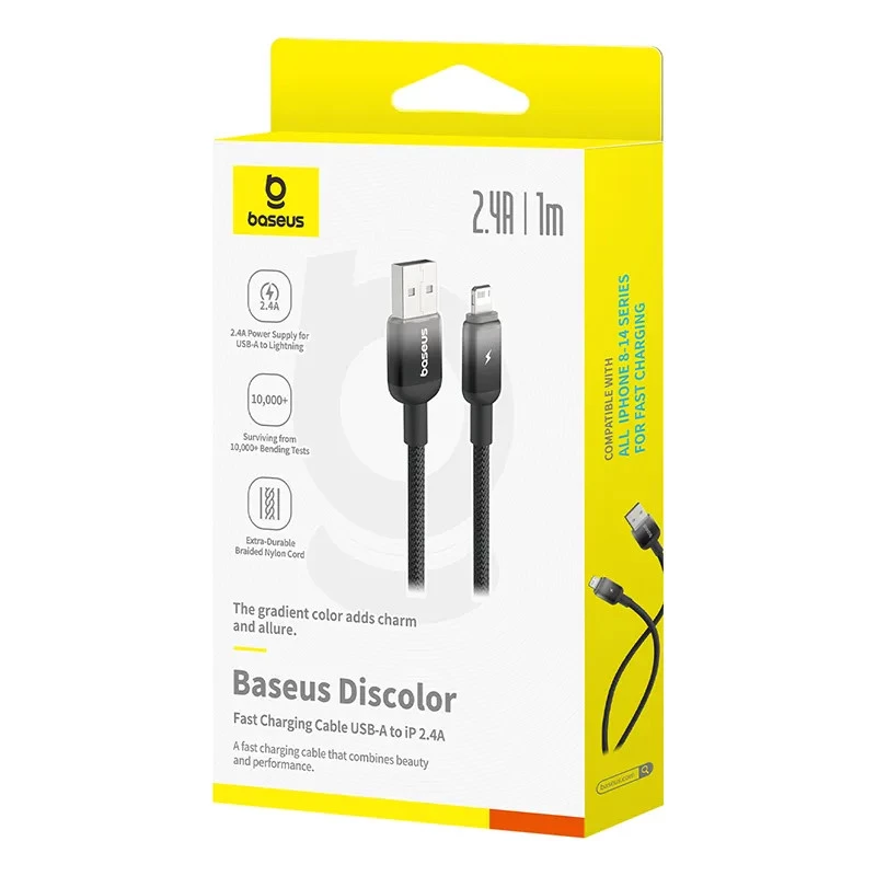 Дата кабель Baseus Discolor Series Fast Charging USB to Lightning 2.4A (1m) (P10374900) – Cluster Black. Фото 4 з 5