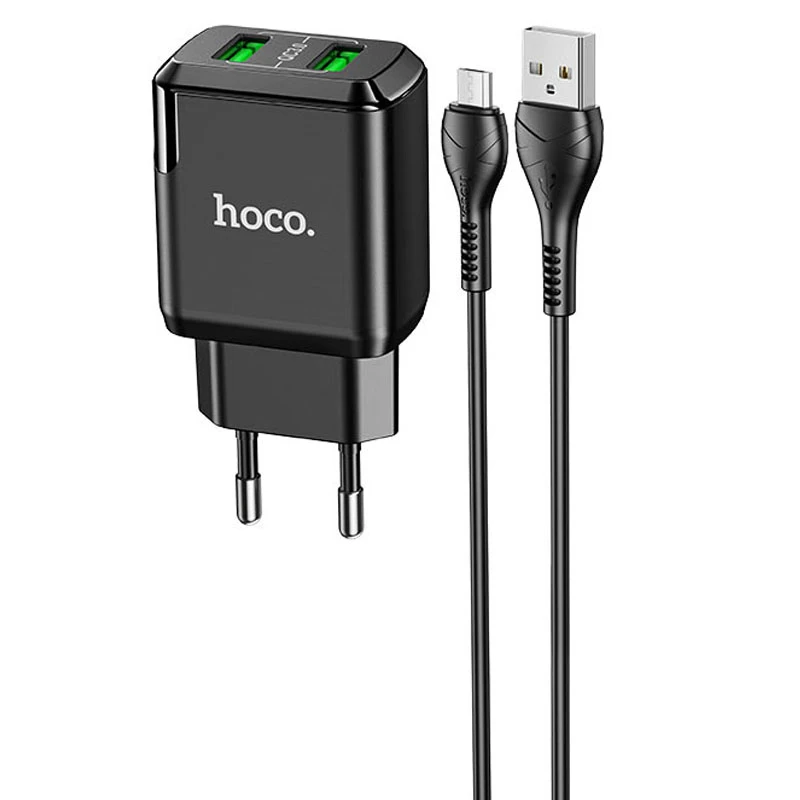 

МЗП HOCO N6 QC3.0 (2USB/3A) + USB - MicroUSB (Чорний)
