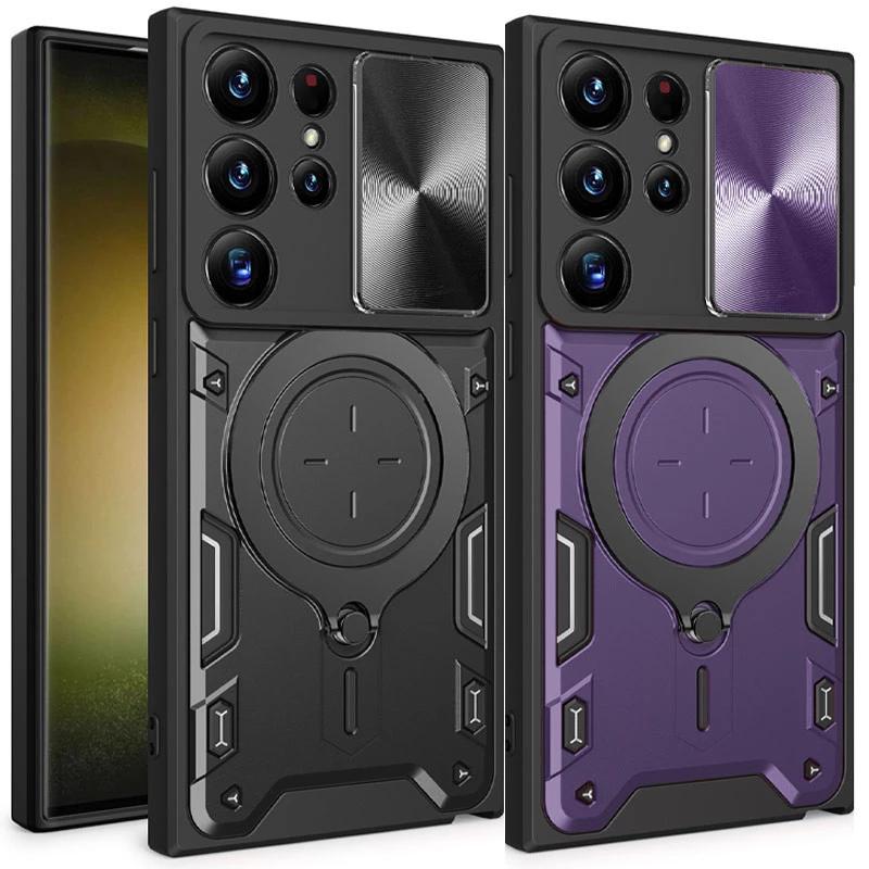 Ударостійкий чохол Bracket Ringstand із захисною шторкою для камери на Samsung Galaxy S23 Ultra фото 1 з 1