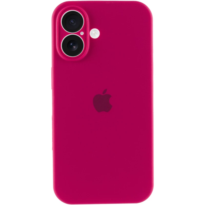 Чехол Silicone Case с защитой камеры для Apple iPhone 16 – Красный / Rose Red. Фото 6 из 8