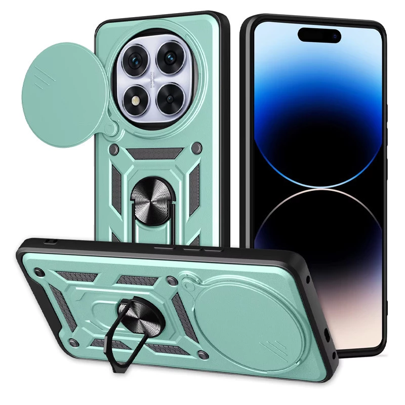 Протиударний чохол Serge Ring з захистом камери на Xiaomi Redmi Note 14 Pro 4G – Зелений. Фото 1 з 2