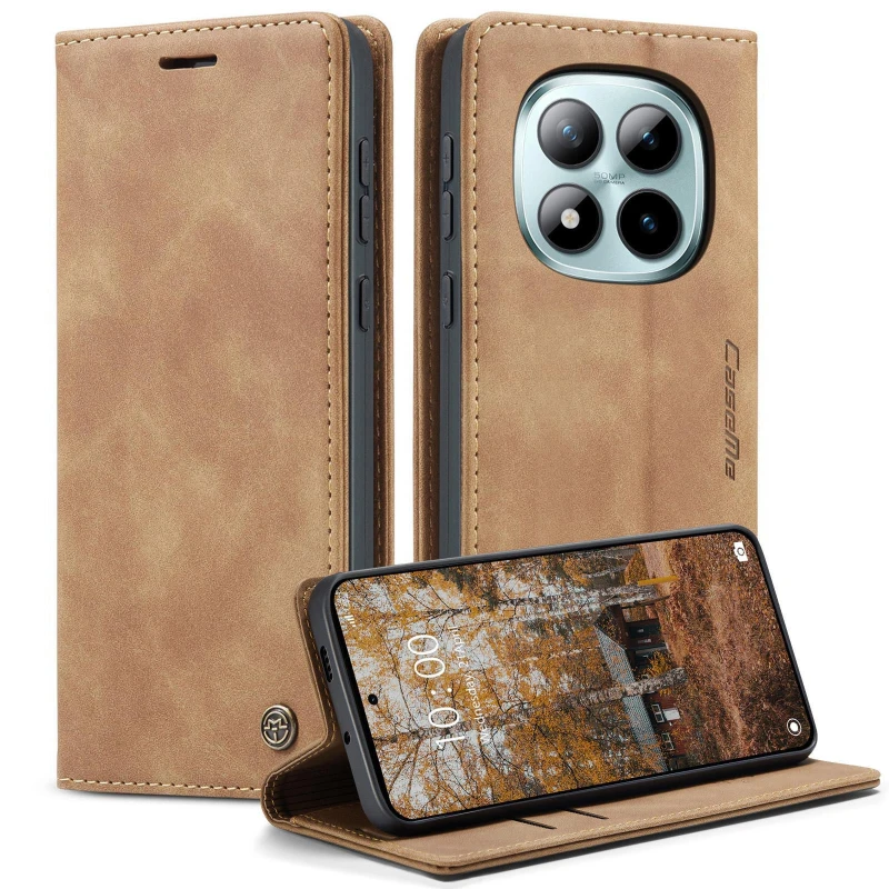 Кожаный чехол-книжка CaseMe Velvet Nubuck для Xiaomi Redmi Note 15 Pro 5G – Brown. Фото 2 из 4