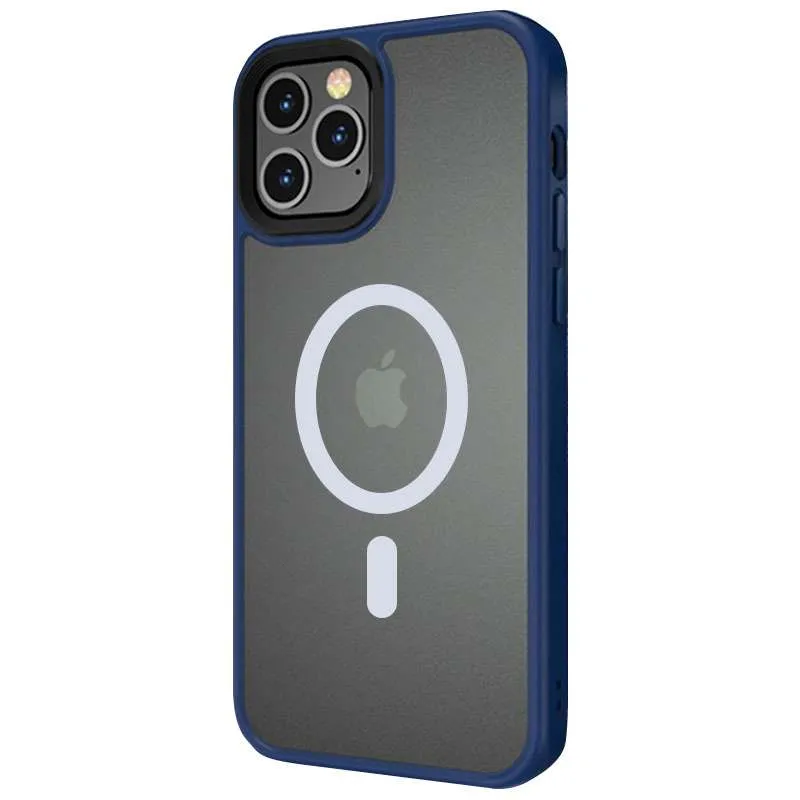 TPU+PC чехол Metal Buttons with Magnetic Fit для Apple iPhone 12 Pro Max (6.7") – Синий / Navy Blue. Фото 2 из 4