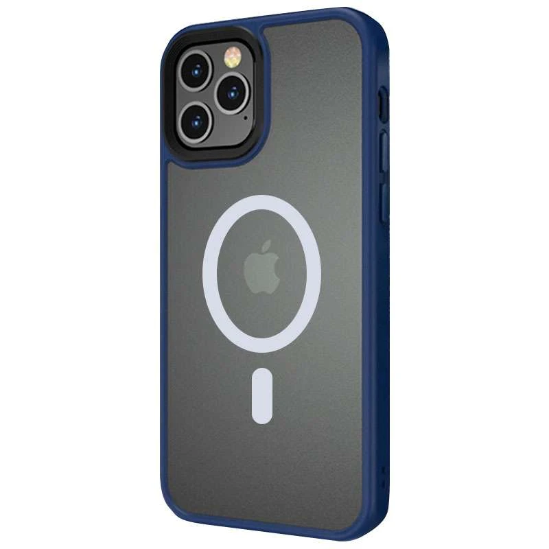 TPU+PC з металевими кнопками та MagSafe на Apple iPhone 12 Pro (6.1") – Синій / Navy Blue. Фото 3 з 5
