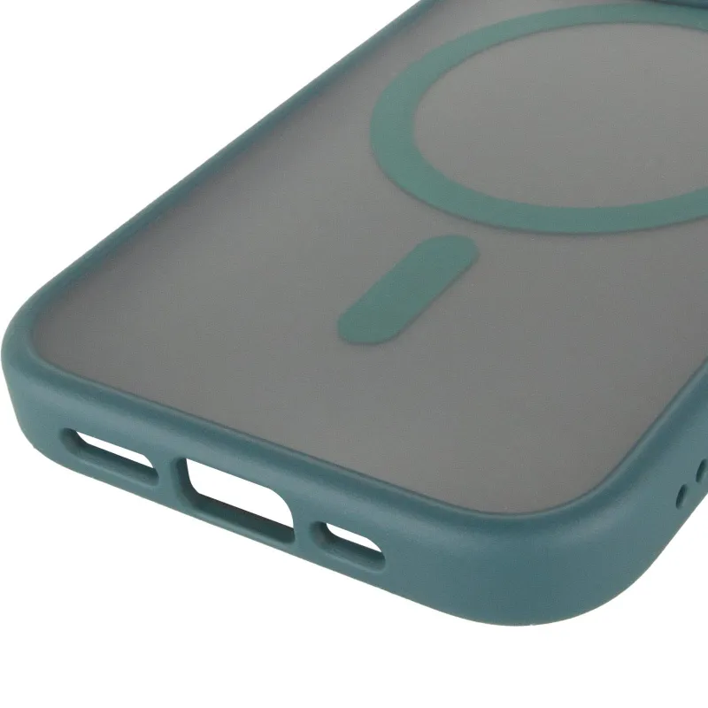 TPU+PC чехол Metal Buttons with Magnetic Fit для Apple iPhone 15 Pro (6.1") – Зеленый / Dark Green. Фото 7 из 7