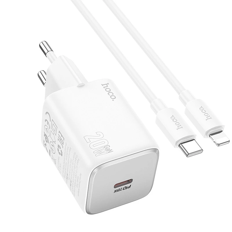 МЗП Hoco N40 Mighty 1C PD20W + Type to Lightning – White. Фото 3 з 5