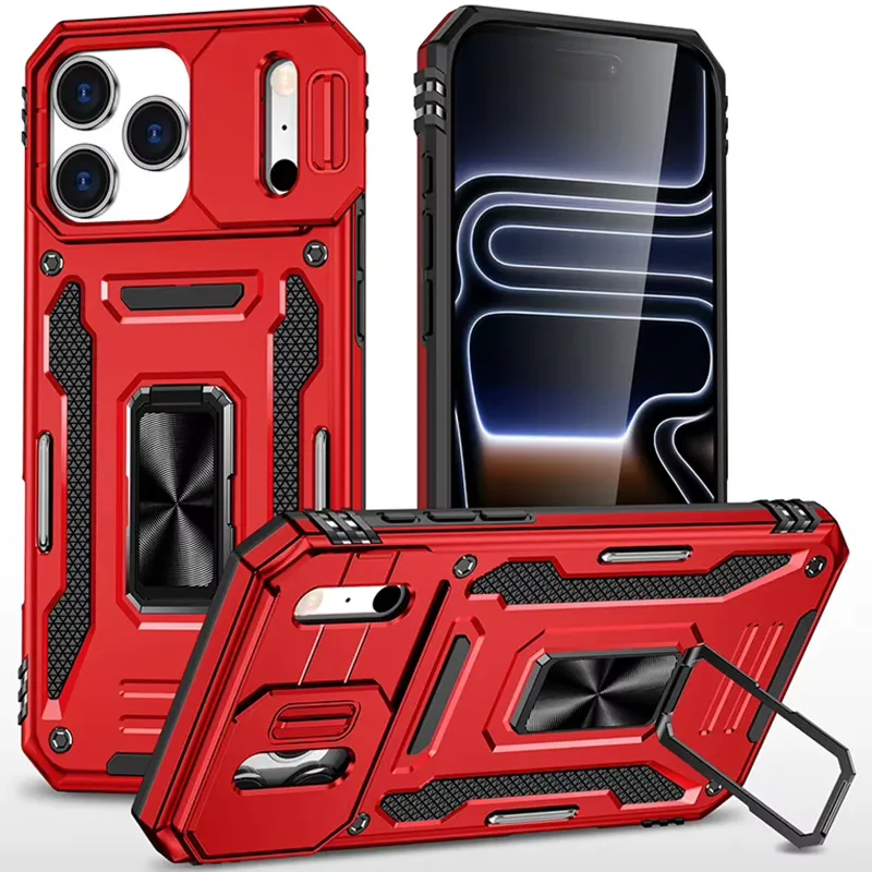 Ударостійкий чохол Square Ring зi шторкою на камеру на Apple iPhone 17 Pro Max (6.9") – Червоний / Red. Фото 1 з 1