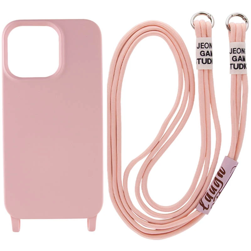 

Чехол Cord case c цветным ремешком для Apple iPhone 14 (6.1") (Розовый / Pink Sand), Рожевий / pink sand