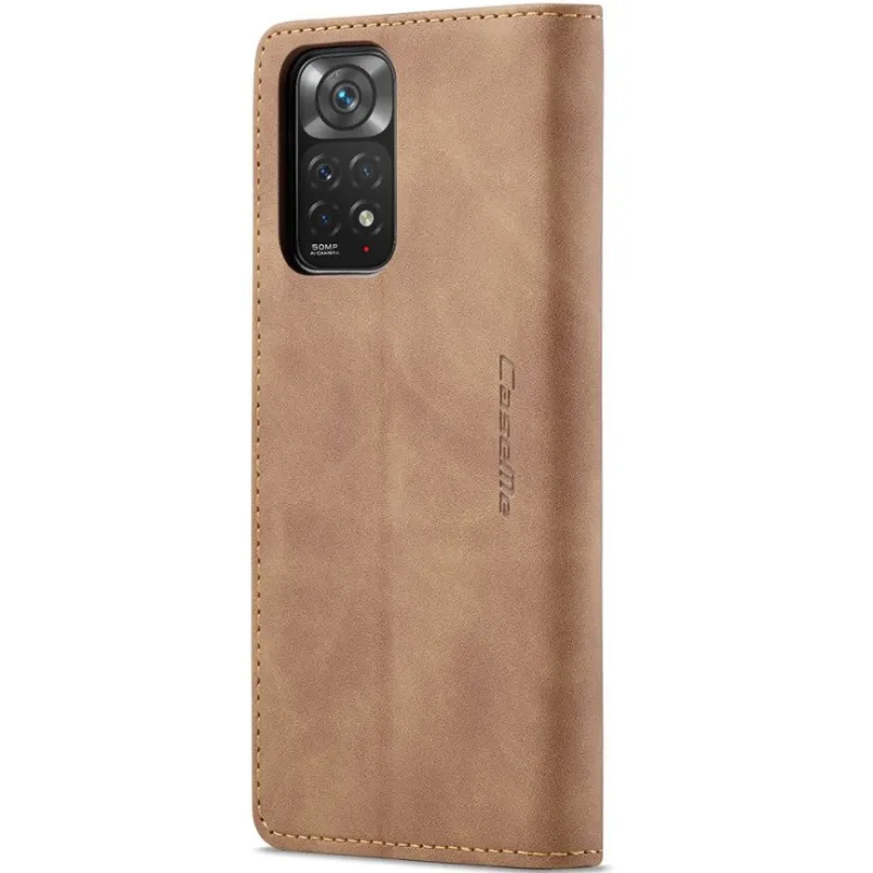 Кожаный чехол-книжка CaseMe Velvet Nubuck для Xiaomi Redmi Note 11 (Global) / Note 11S – Brown. Фото 4 из 6