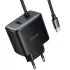 МЗП Hoco C164A New PD30W+QC3.0 (1USB-A/1C) + встроенный кабель Type-C – Black. Фото 5 з 6