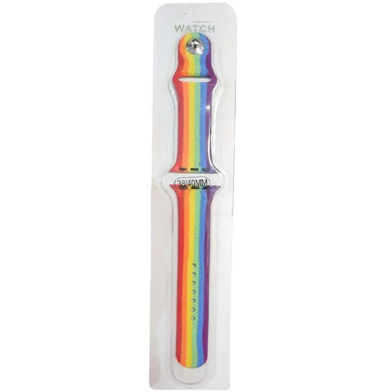 Силіконовий ремінець Rainbow для Apple watch 38mm / 40mm – Червоний / Фіолетовий. Фото 2 з 2
