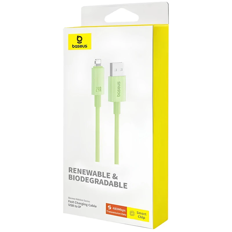 Дата кабель Baseus Habitat Series Fast Charging USB to Lightning 2.4A (2m) (P10360200) – Natural Green. Фото 4 з 4