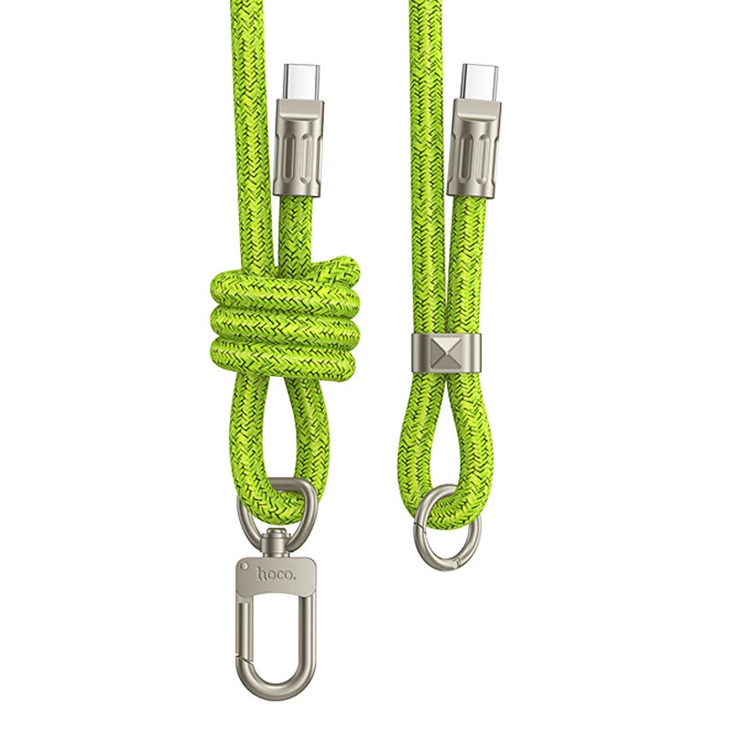 Дата кабель-шнурок Hoco GH7 Elegant Type-C to Type-C (1.8m) – Fluorescent Green. Фото 1 з 5