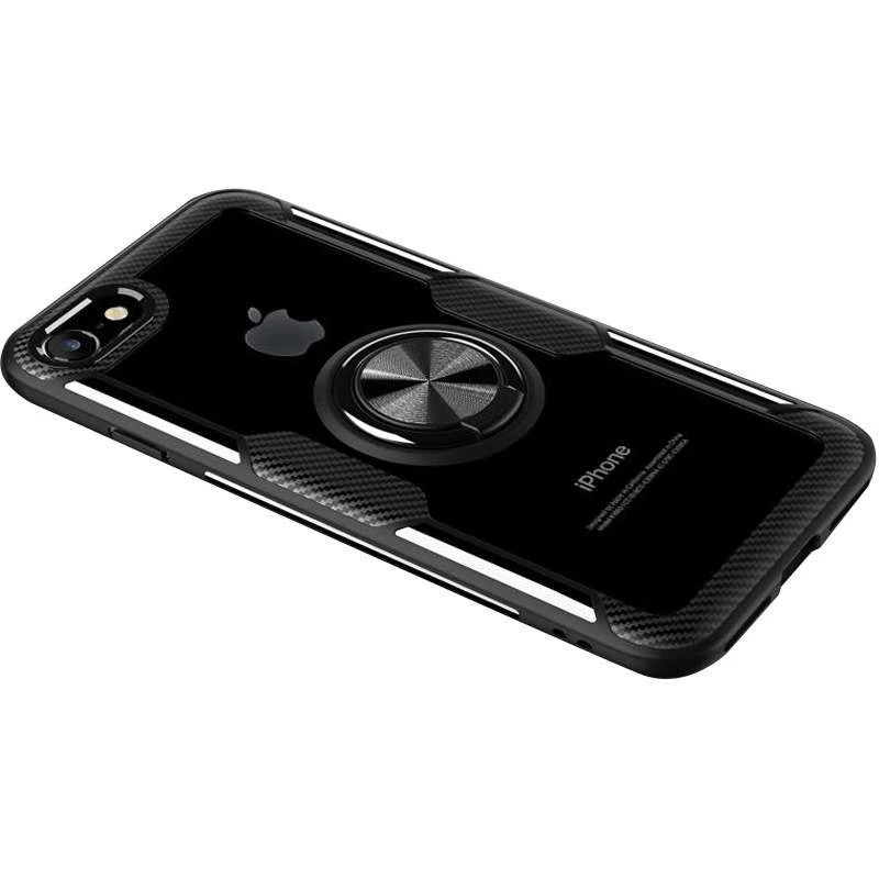 

Чехол Deen CrystalRing с магнитным кольцом для Apple iPhone SE (2020) (Бесцветный / Черный), Безбарвний / чорний
