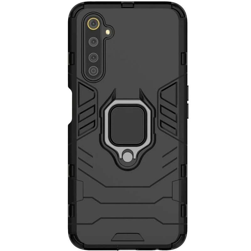 

Противоударный чехол Transformer с кольцом для Realme 6 Pro (Черный / Soul Black), Чорний / soul black