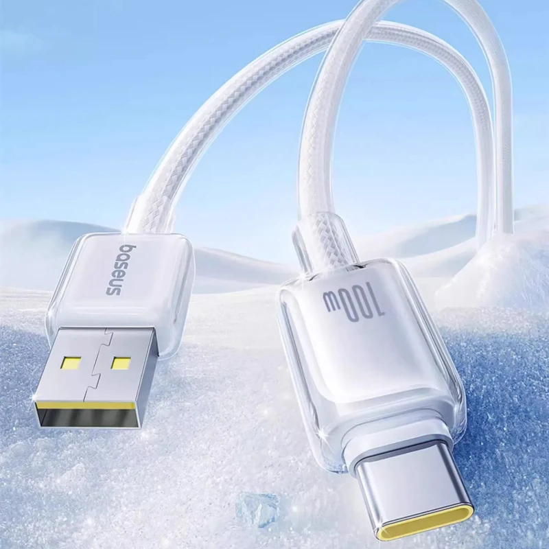 Дата кабель Baseus Crystal USB to Type-C 100W (2m) (E04279) – Moon White. Фото 2 из 3