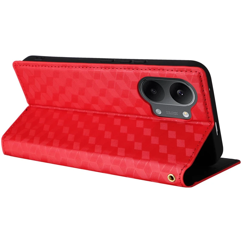 Кожаный чехол-книжка Rhombus Book для Xiaomi Poco X8 Pro Max – Red. Фото 5 из 5