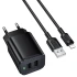 МЗП Borofone BAS81A Star 10.5W (2USB-A) + кабель USB to Lightning – Black. Фото 1 з 3