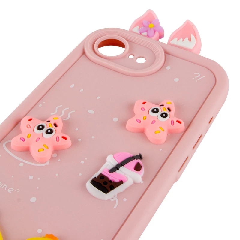 Силиконовый чехол Funny Toys with Ears для Apple iPhone 17e (6.1") – Light Pink. Фото 5 из 6