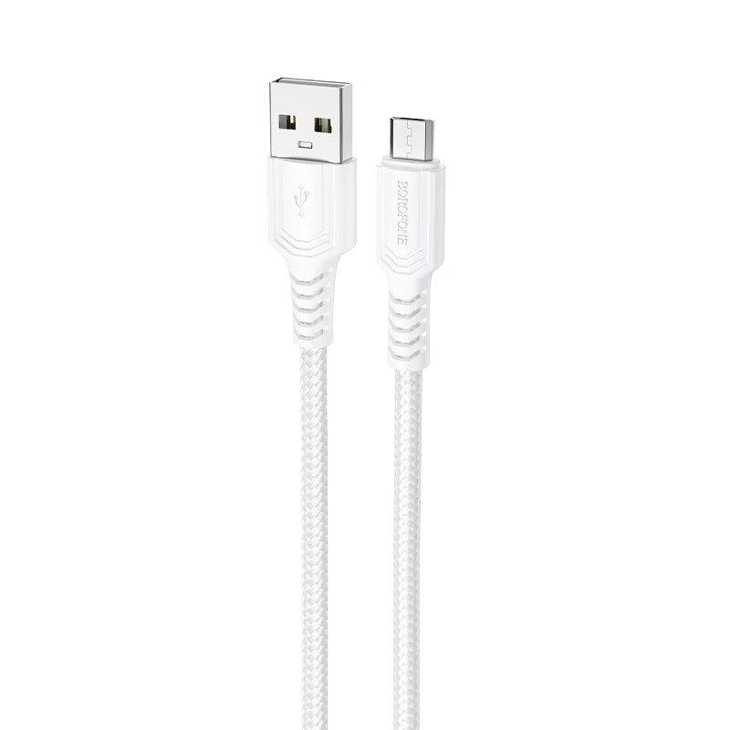Дата кабель Borofone BX116 Certain USB to MicroUSB 2.4A (1m) – White. Фото 1 з 3