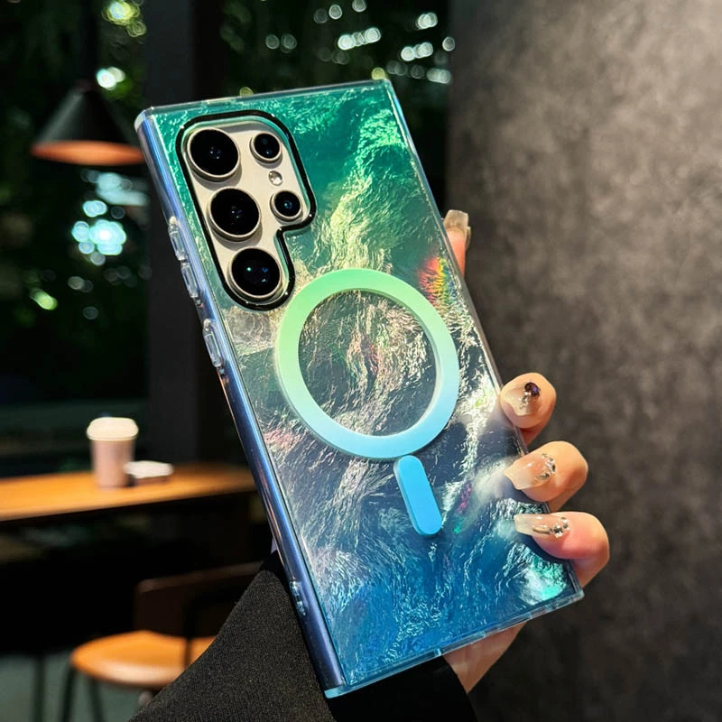 Силіконовий чохол Shiny Mountain (MagFit) для Samsung Galaxy S24 Ultra – Green / Blue. Фото 3 з 5