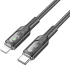 Дата кабель Hoco U120 Transparent explore intelligent power-off PD 27W Type-C to Lightning (1.2m) – Black. Фото 3 з 6