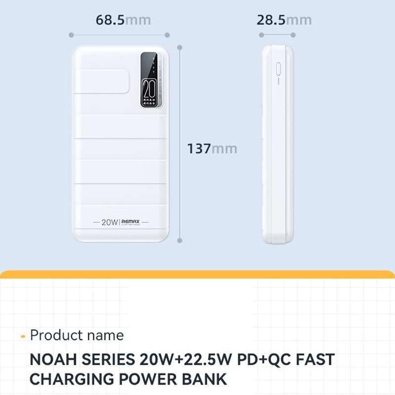 Портативний зарядний пристрій Power Bank RPP-316 PD20W+QC22.5W 20000 mAh – Білий. Фото 4 з 5