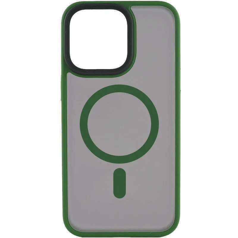 TPU+PC чехол Metal Buttons with Magnetic Fit для Apple iPhone 15 Pro (6.1") – Зеленый / Dark Green. Фото 3 из 7