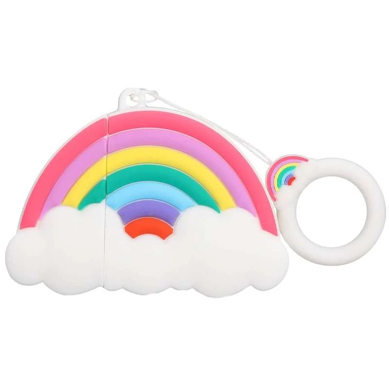 

Силіконовий футляр Rainbow для навушників AirPods 1/2 + кільце