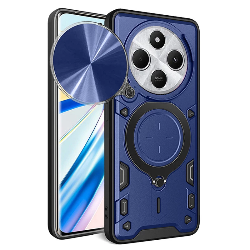 Ударостійкий чохол Bracket Ringstand із захисною шторкою для камери на Xiaomi Poco C75 – Blue. Фото 2 з 4