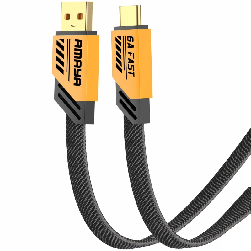 Дата кабель Amaya C33 USB to Type-C 6A (1.2m) – Yellow. Фото 1 з 2
