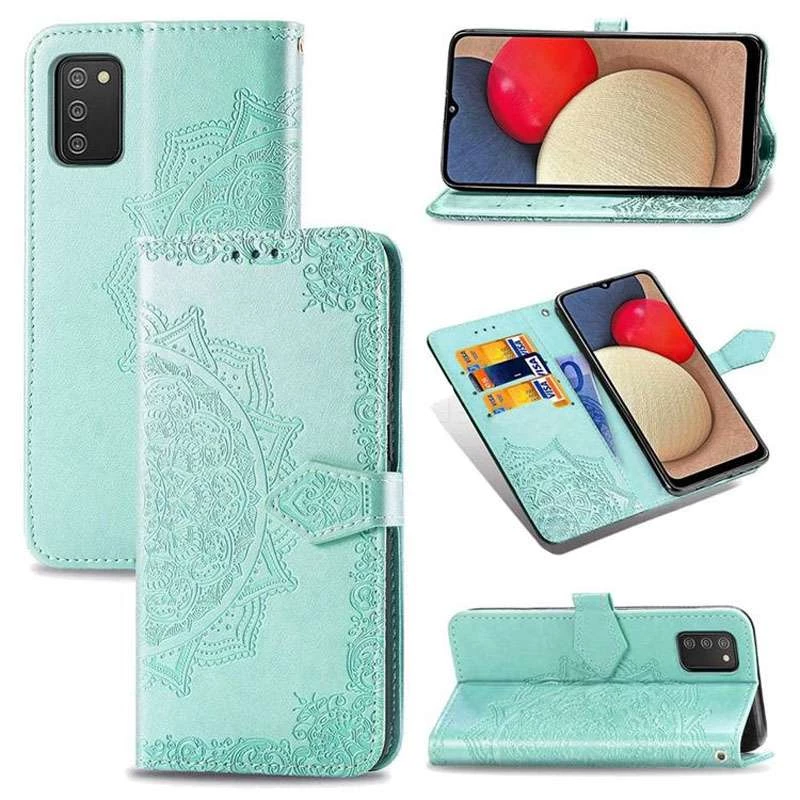 Шкіряний чохол-книжка Art Case з візитницею для Samsung Galaxy A02s – Бірюзовий. Фото 3 з 4