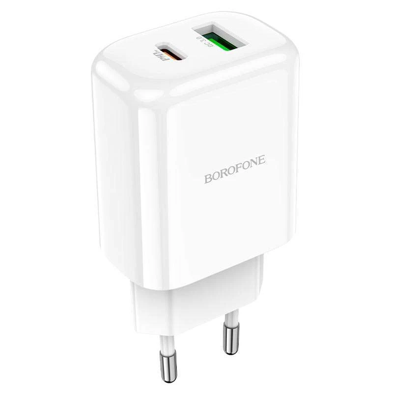 

СЗУ Borofone BN4 PD20W+QC3.0 (1USB/1Type-C/3A) (Белый), Білий