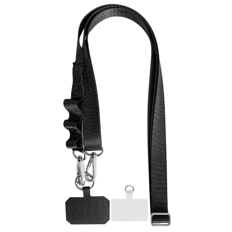 Шнурок широкий с двумя креплениями (2см) 140см – Black. Фото 1 из 2