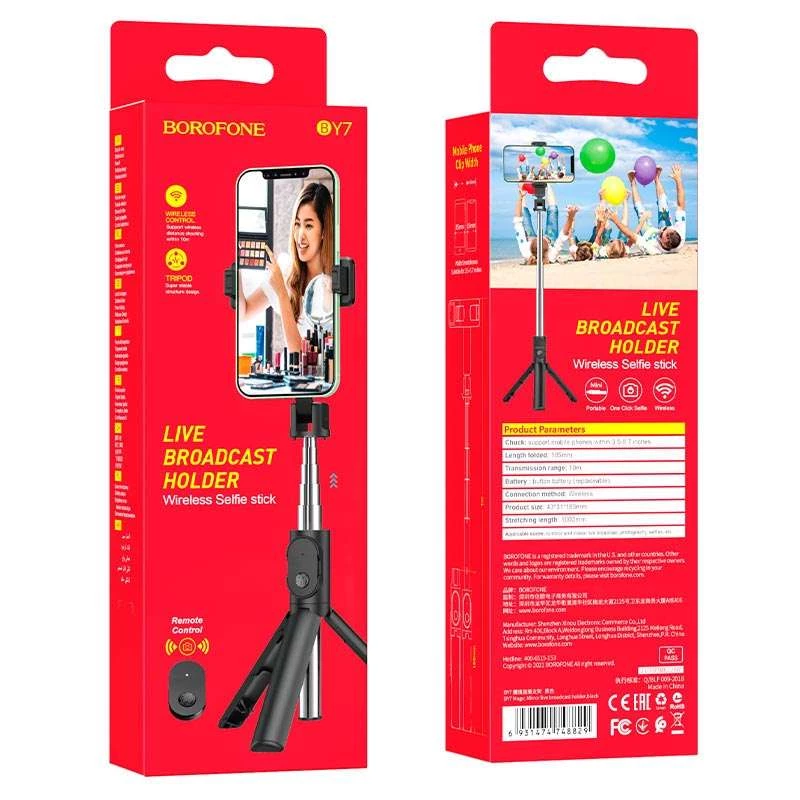 Монопод для селфі Borofone BY7 з триногою + знімний BT-пульт – Чорний. Фото 6 з 8