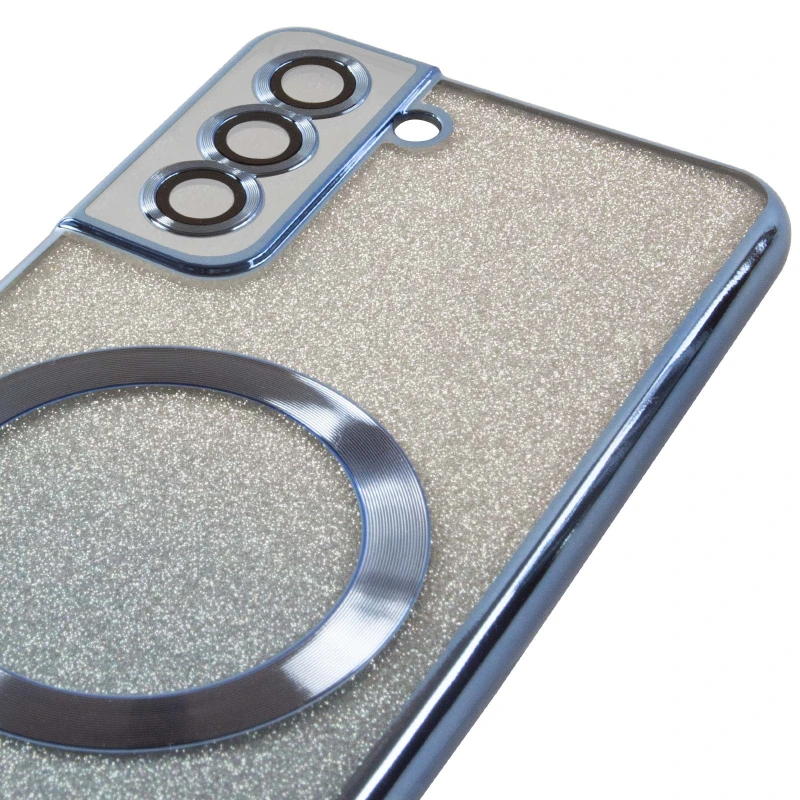 Чохол з блискітками, захисними лінзами на камеру та MagSafe на Samsung Galaxy S21 – Сірий / Lavender Gray. Фото 9 з 11