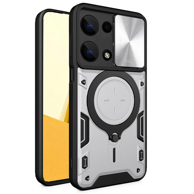 Ударостійкий чохол Bracket Ringstand із захисною шторкою для камери на Xiaomi Redmi Note 13 Pro 5G – silver. Фото 2 з 3