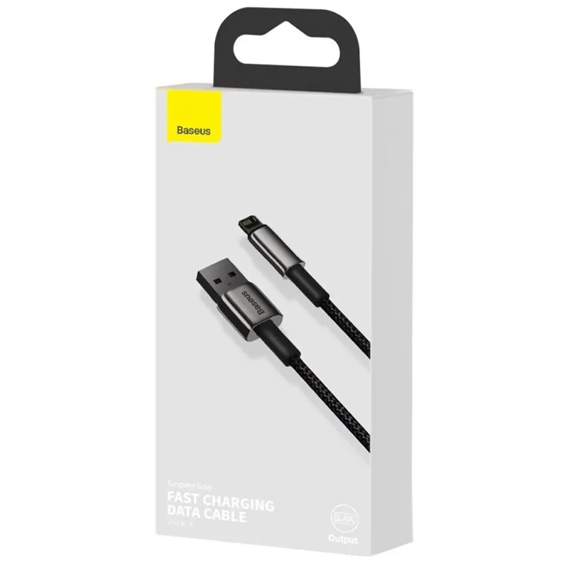 Дата кабель Baseus Tungsten Gold USB to Lightning Cable 2.4A (2m) (CALWJ-A0) – Black. Фото 6 з 6