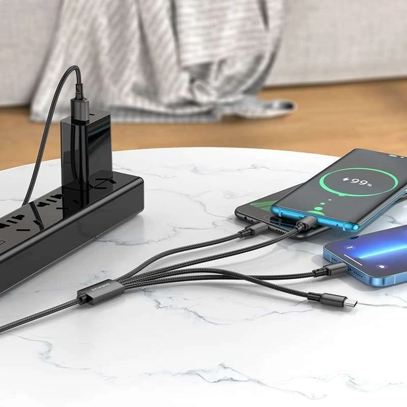 Дата кабель Borofone BX72 USB to 3in1 (1m) – Черный. Фото 8 из 10