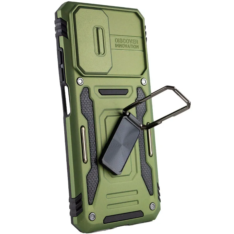 Ударопрочный чехол Square Ring c шторкой на камеру для Xiaomi Redmi A7 Pro 4G – Оливковый / Army Green. Фото 3 из 4