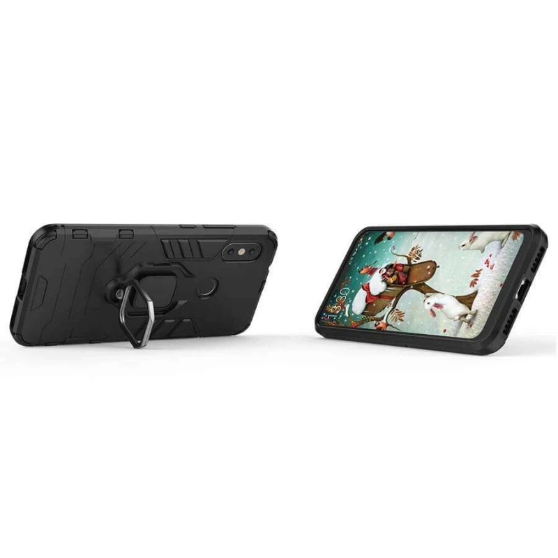 Протиударний чохол Transformer з кільцем на Xiaomi Mi A2 Lite / Xiaomi Redmi 6 Pro – Чорний / Soul Black. Фото 2 з 3