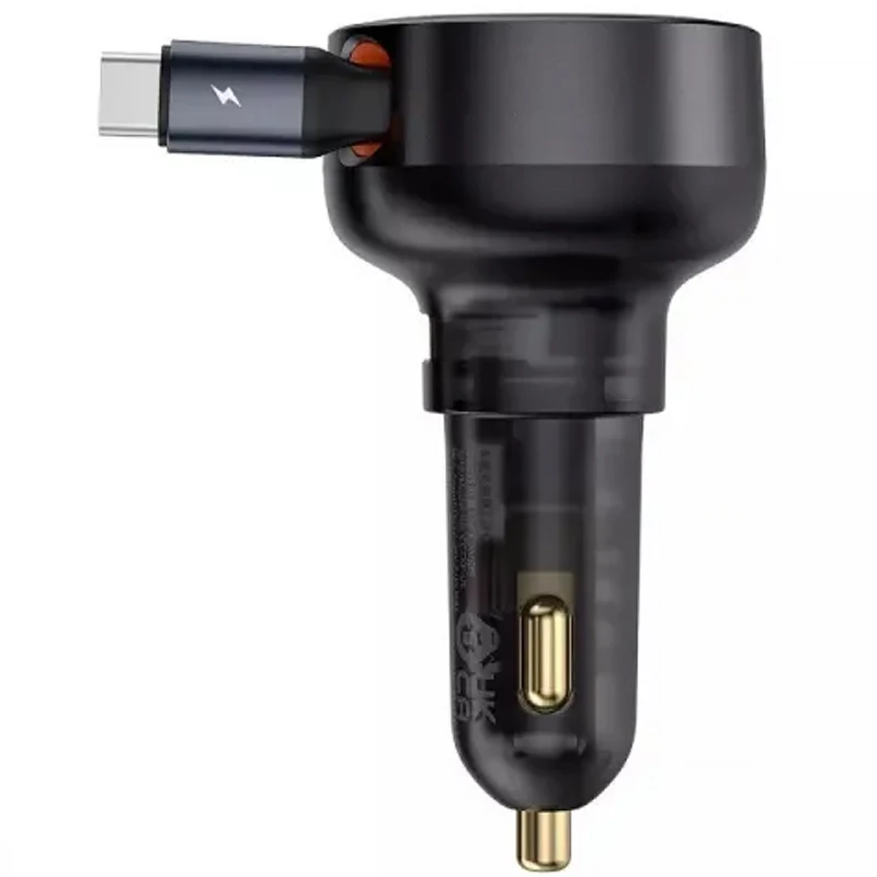 АЗП Baseus Enjoyment Pro PD60W+QC3.0 with retractable cable (1USB-A/1C) (C000578) – Cluster Black. Фото 3 з 6