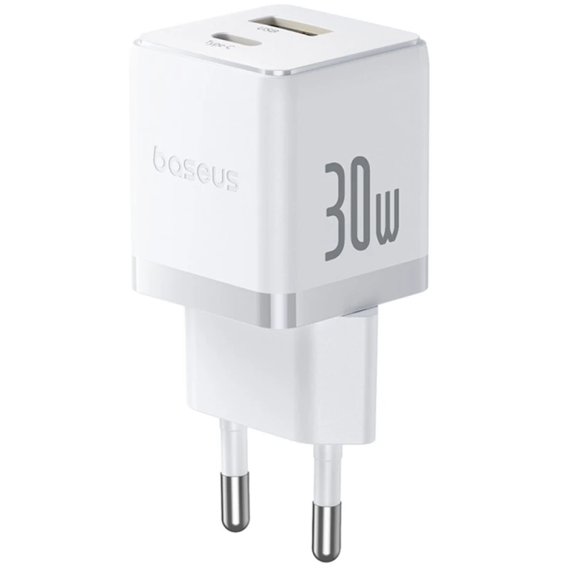 МЗП Baseus Palm Fast Charger 30W (1USB-A/1C) (P1011160A) – Moon White. Фото 1 з 4