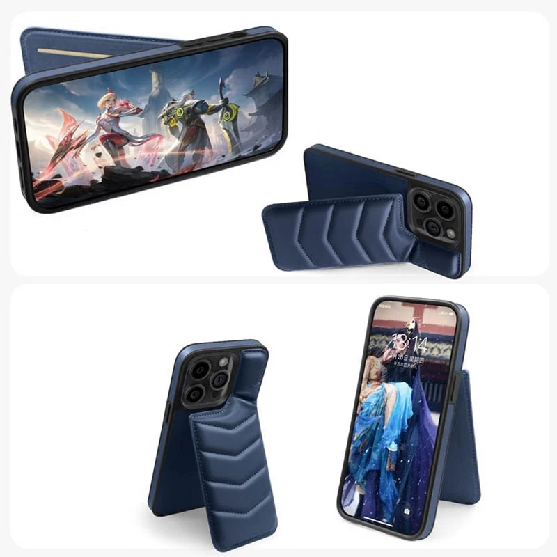 Шкіряна накладка Пуховик з Magnetic Safe на Apple iPhone 14 Pro Max (6.7") – Blue. Фото 3 з 5