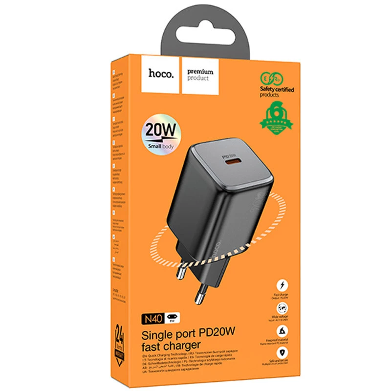МЗП Hoco N40 Mighty 1C PD20W – Black. Фото 6 з 6