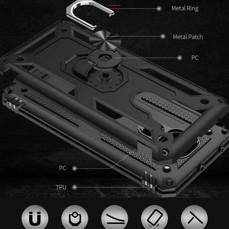 Противоударный чехол Serge Ring с кольцом для Xiaomi Redmi Note 9 / Redmi 10X – Черный. Фото 4 из 5