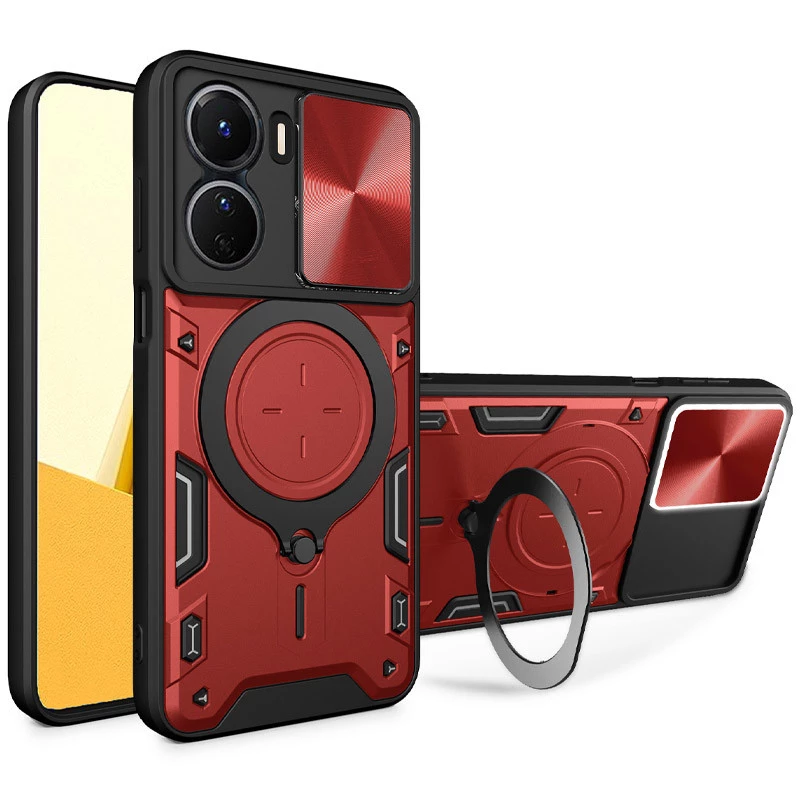 

Ударостійкий чохол Bracket Ringstand із захисною шторкою для камери на Xiaomi Redmi 13C (Red)