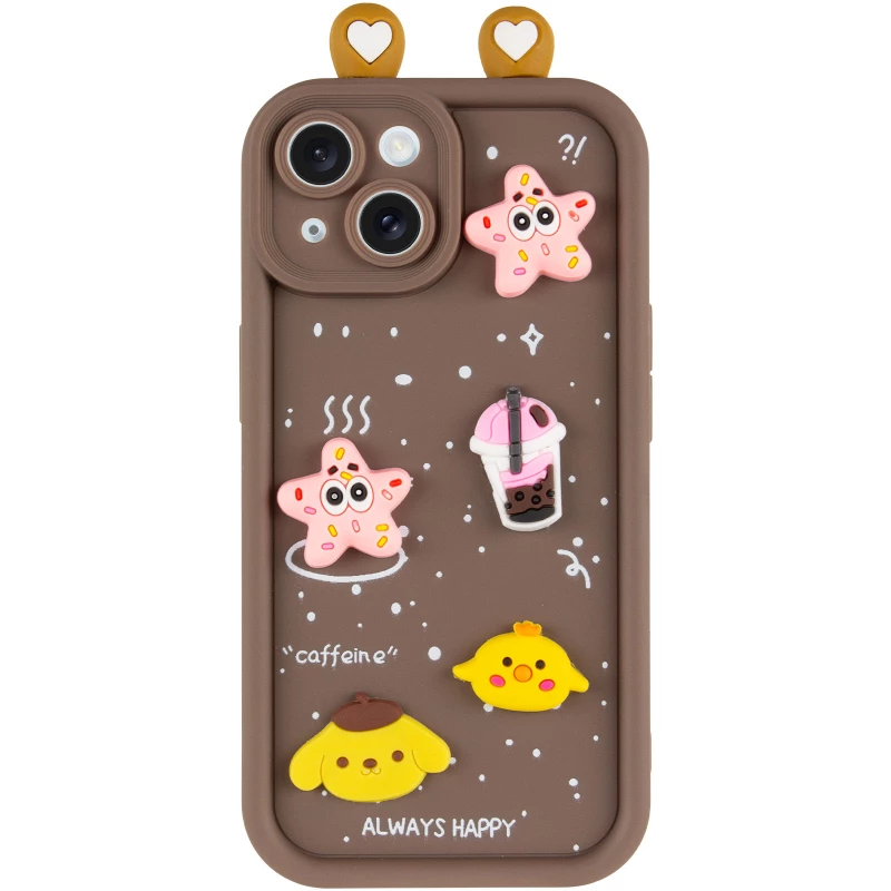 Силиконовый чехол Funny Toys with Ears для Apple iPhone 15 (6.1") – Brown. Фото 3 из 6
